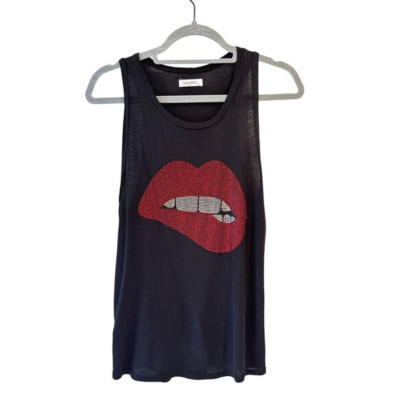 Lauren Moshi Size XS Peyton Crystal Biting Lip Tank Longline Ultra Soft Knit - Picture 10 of 11